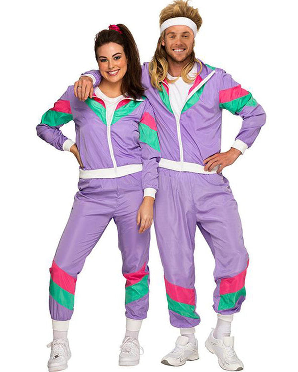 80s Purple Tracksuit Womens Costume