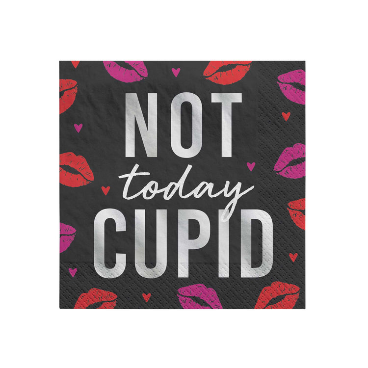 Anti Valentines Day Beverage Napkins NOT today CUPID Pack of 16