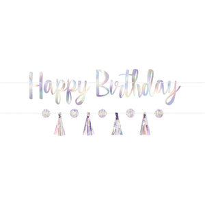 Luminous Birthday Iridescent Ribbon Banner Kit Pack of 2