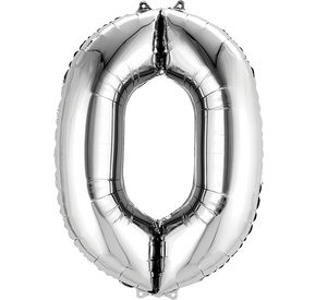 Silver 86cm Number 0 Supershape Foil Balloon