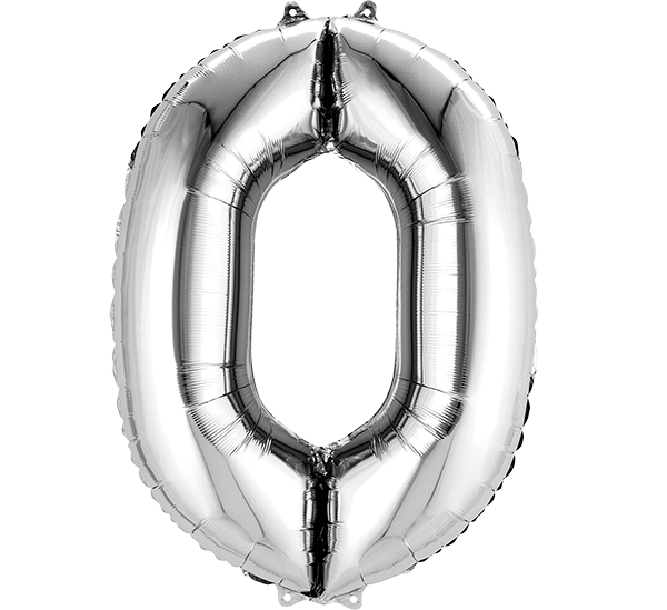 Silver 86cm Number 0 Supershape Foil Balloon