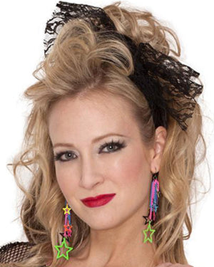 Awesome 80s Black Lace Headscarf