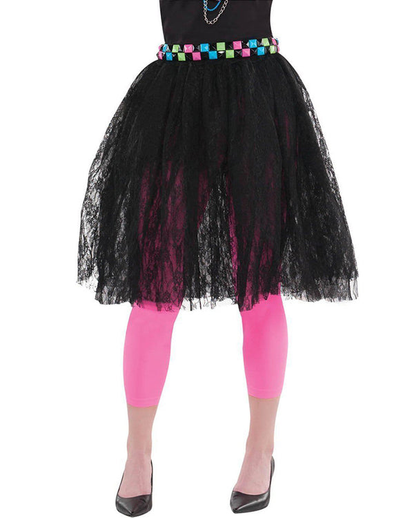 Awesome 80s Black Lace Womens Skirt