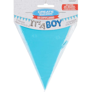 Mini Paper Pennant Banner - Caribbean Blue