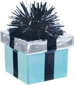 Teal Scroll Gift Box Shaped Balloon Weight