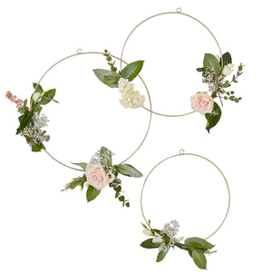 Gold Wedding Floral Hoops Pack of 3
