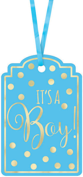 Foil-Stamped Paper Tags Its A Boy - Blue Pack of 25