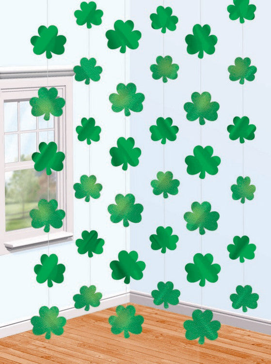 Shamrock Hanging String Decorations Pack of 6