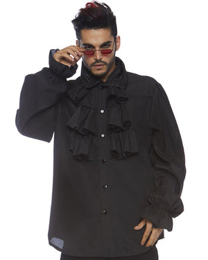 Black Ruffle Front Shirt