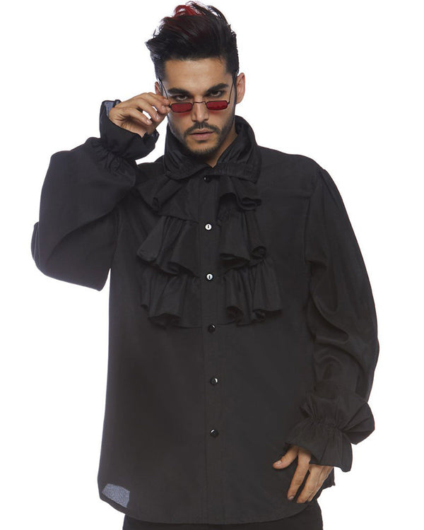 Black Ruffle Front Shirt
