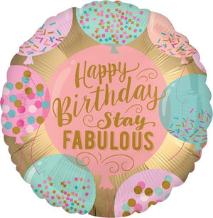 45cm Standard Satin XL Happy Birthday Stay Fabulous S40