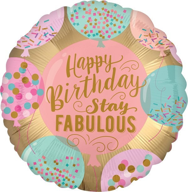 45cm Standard Satin XL Happy Birthday Stay Fabulous S40