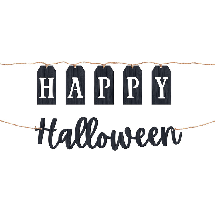 Halloween Classic Black and White MDF Banner Pack of 2