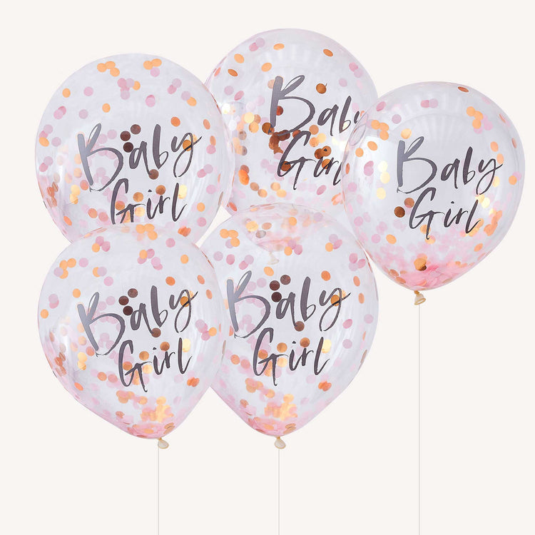 Twinkle Twinkle Confetti 30cm Balloons Baby Girl Pink Pack of 5
