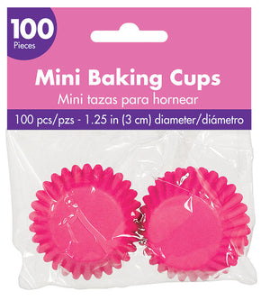 Mini Cupcake Cases Bright Pink Pack of 100