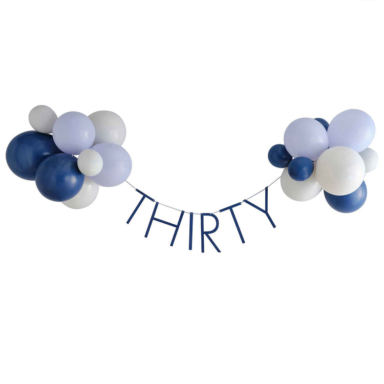 Mix it Up Navy 30th Birthday Milestone Balloon Bunting