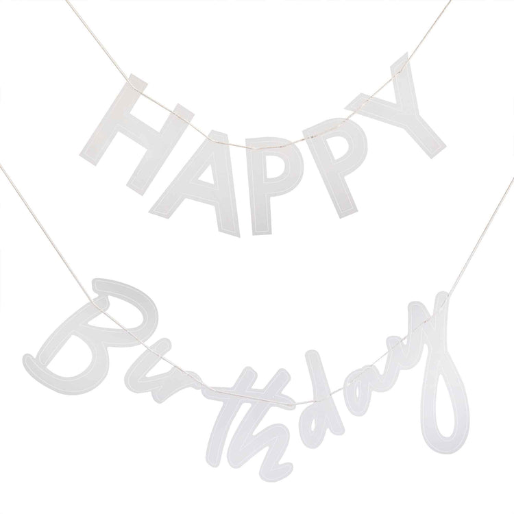 Mix It Up Bunting Happy Birthday Clear & White print Acrylic Pack of 3