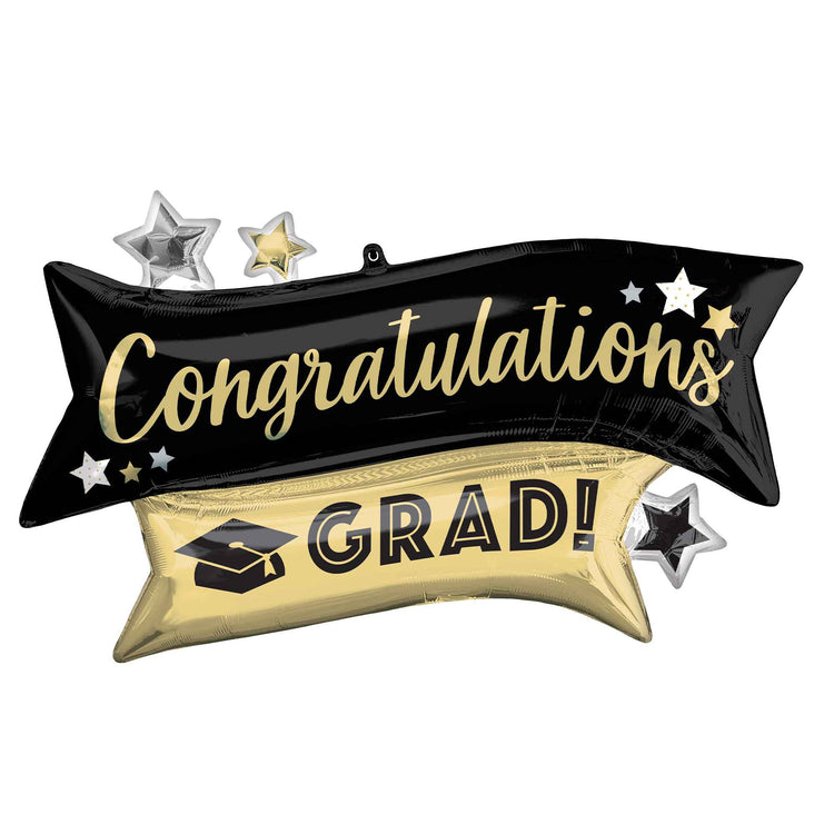 SuperShape Congratulations GRAD Gold & Black P35