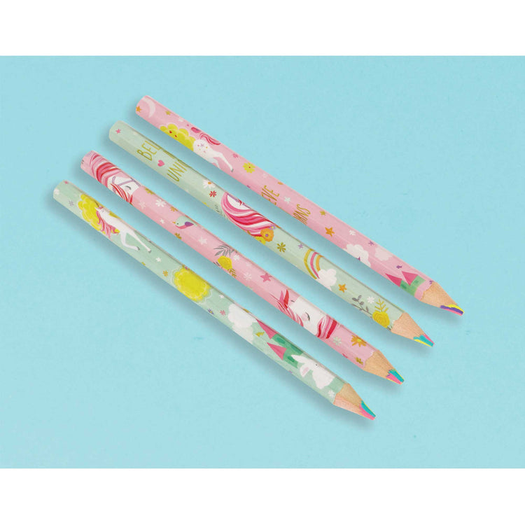 Magical Unicorn Multi Shape Coloured Pencil Favor Pack of 8