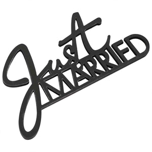 Contemporary Wedding Black Wooden Just Married Table Sign Pack of 6