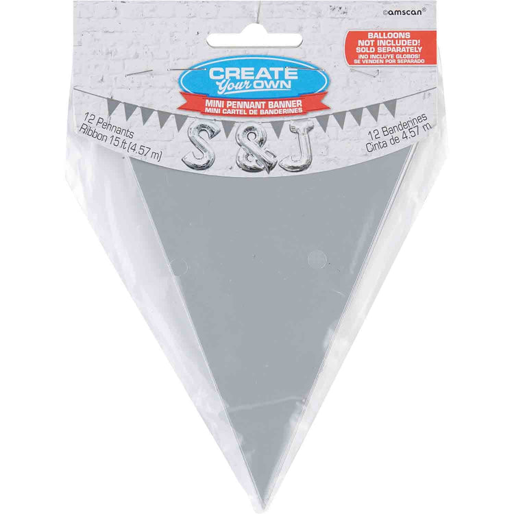 Mini Paper Pennant Banner - Silver