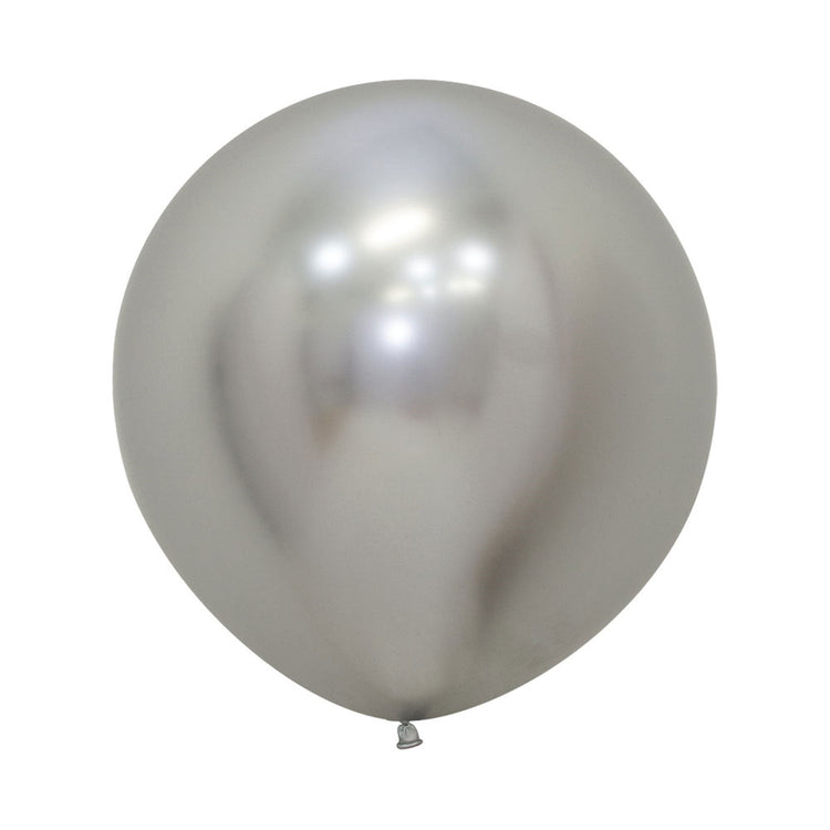 Sempertex 60cm Metallic Reflex Silver Latex Balloons 981, 10PK Pack of 10