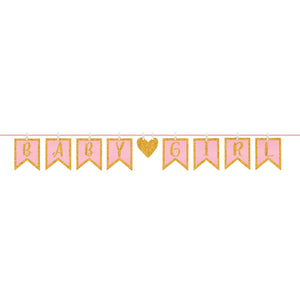 Baby Shower Girl Clothespin Glittered Letter Banner