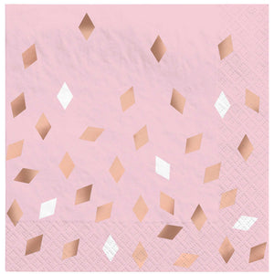 Blush Birthday Lunch Napkins Hot-Stamped Pack of 16