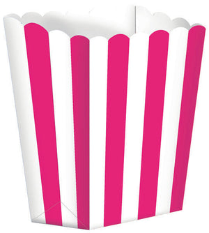 Popcorn Favor Boxes Small Striped Bright Pink Pack of 5