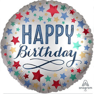 45cm Standard Satin XL Happy Birthday Satin with Stars S40