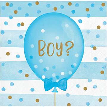 Gender Reveal Balloons Beverage Napkins 2-Sided Design Pack of 16