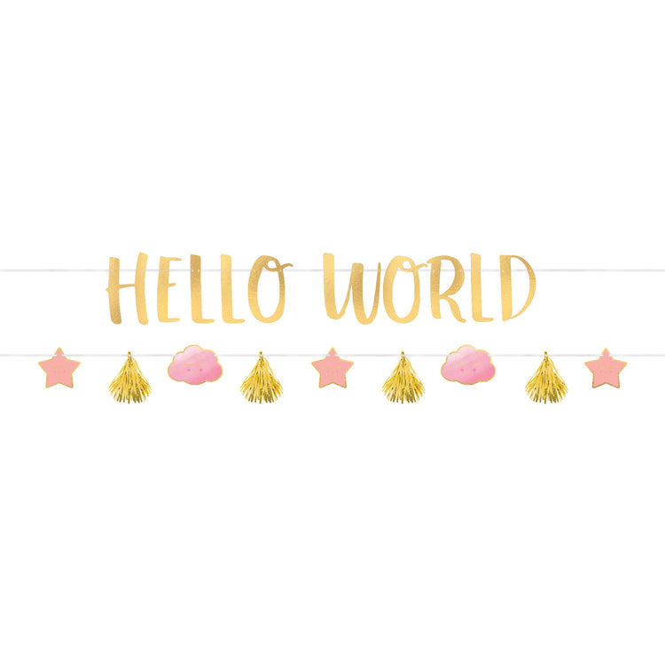 Oh Baby Girl Letter Banners Kit Hello World Pack of 2