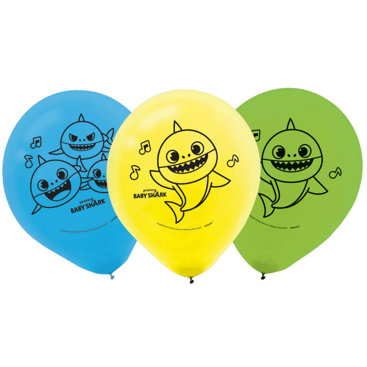 Baby Shark 30cm Latex Balloons Pack of 6