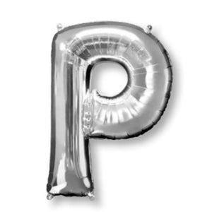 Silver 86cm Letter P Supershape Foil Balloon