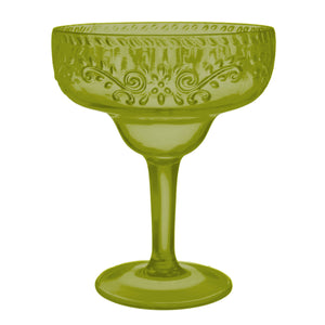 Fiesta Margarita Glass Olive Green Floral Debossed Finish