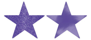 Solid Star Cutouts Foil & Glitter -  New Purple Pack of 5