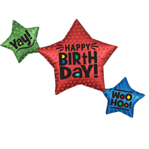 SuperShape Satin Star Trio Happy Birthday P35