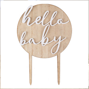 Hello Baby Wood & Acrylic Baby Shower Cake Topper