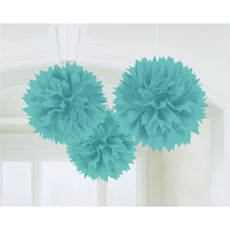 Fluffy Tissue Decorations - Robins Egg Blue Pack of 3