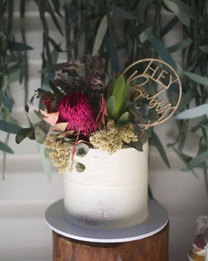 Botanical Baby Wooden Hey Baby Cake Topper