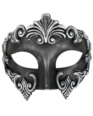 Lorenzo Black and Silver Masquerade Mask