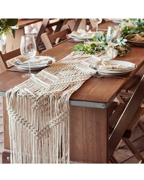 A Touch of Pampas Table Runner Macrame