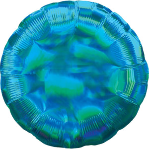 45cm Standard Holographic Iridescent Cyan Circle S40