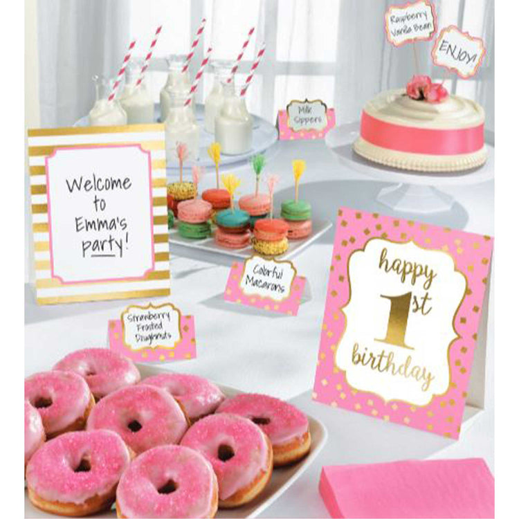 1st Birthday Girl Buffet Decorating Kit Pack of 12