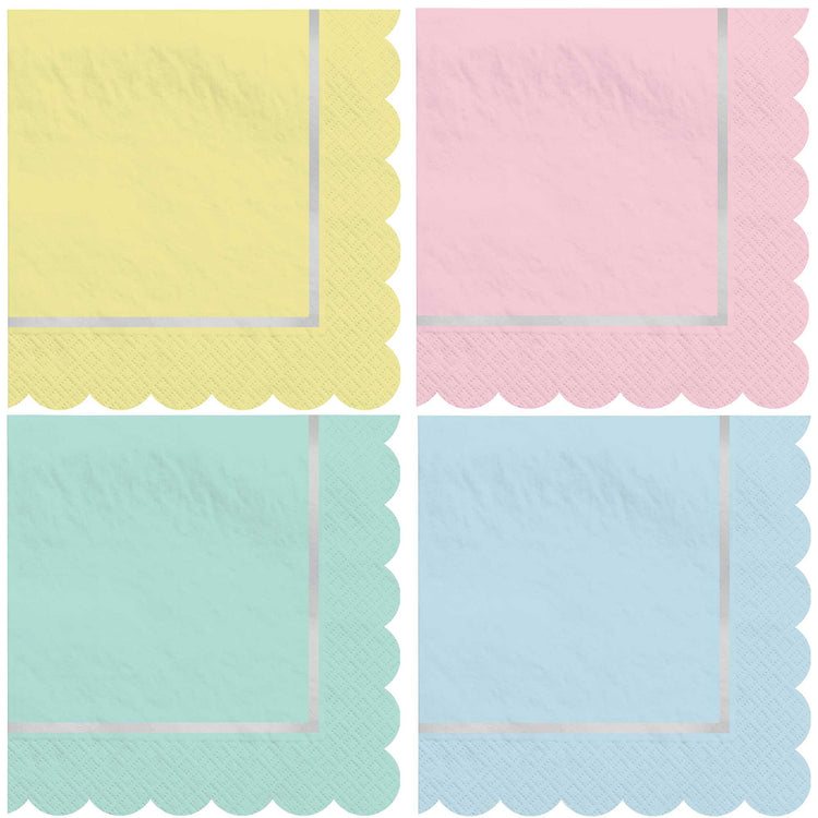 Pretty Pastels Beverage Napkins Hot-Stamped Pack of 16