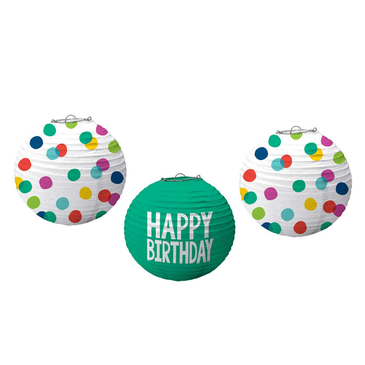 Happy Dots Happy Birthday Paper Lanterns Pack of 3