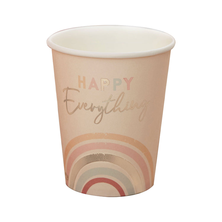 Happy Everything 9oz/266ml Paper Cups Gold Foiled Pack of 8