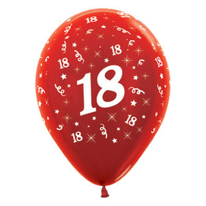 Sempertex 30cm Age 18 Metallic Red Latex Balloons Pack of 25