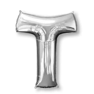 Silver 86cm Letter T Supershape Foil Balloon