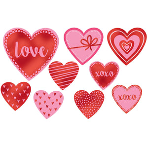 Heart Cutouts Hot Stamped Pack of 9